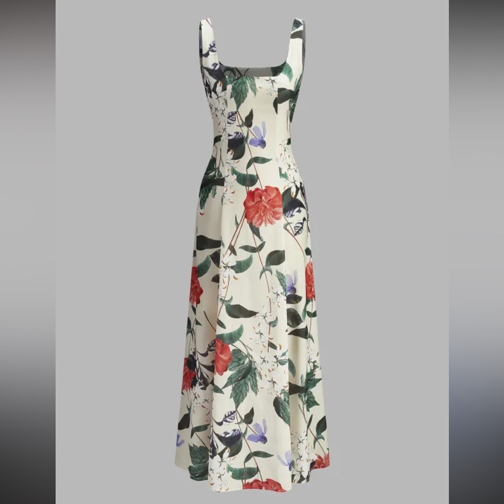 Commense Red and Blue Floral Maxi Dress